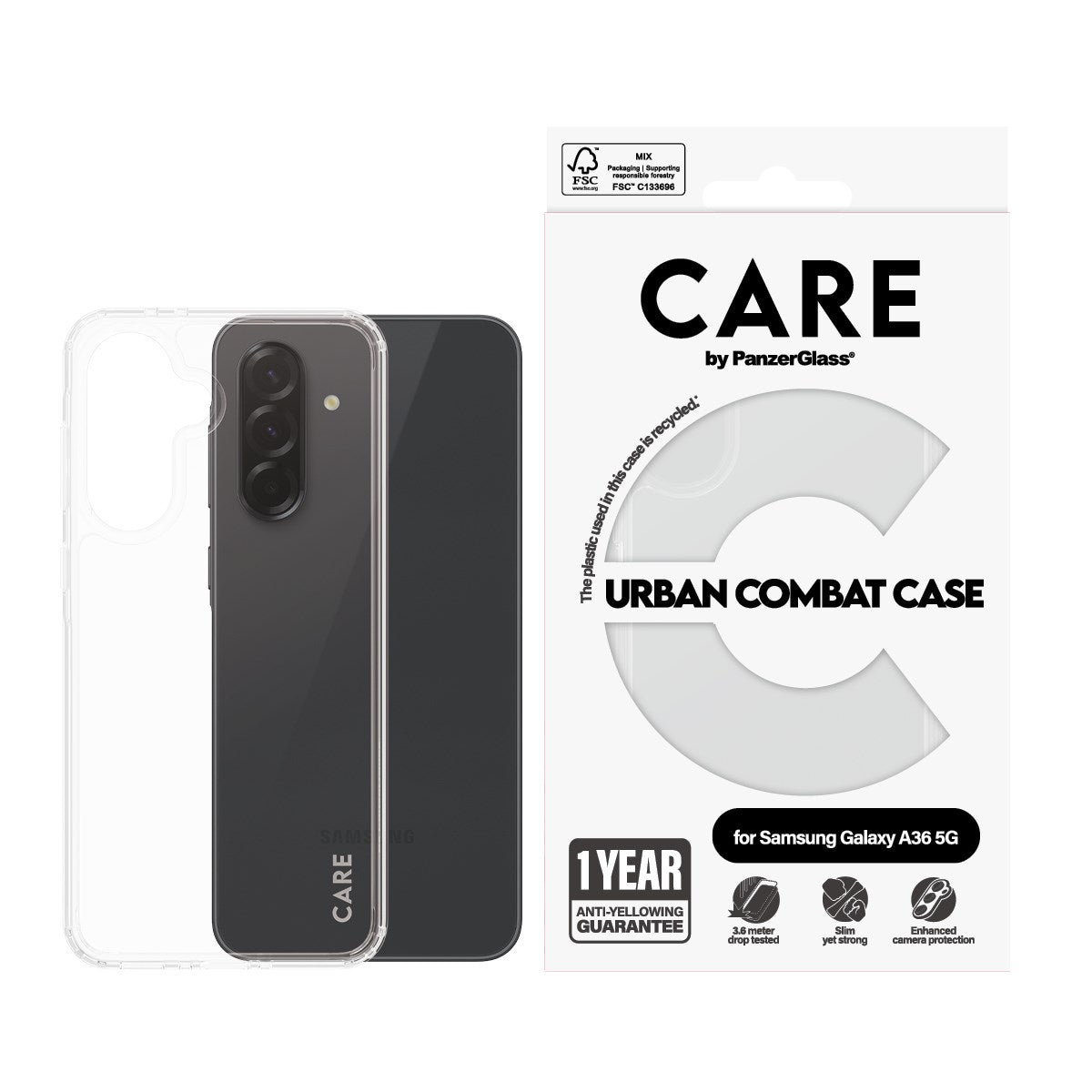 CARE by PanzerGlass® Urban Combat Case Transparent Samsung Galaxy A36 5G